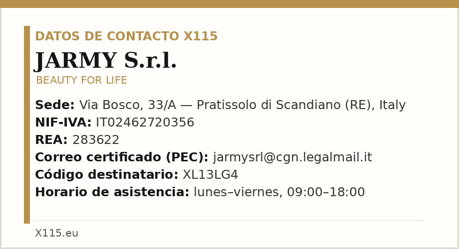 Datos de contacto X115